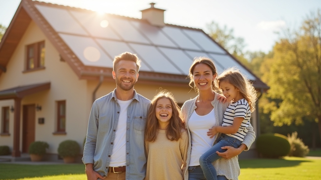 Boldog család napelemes ház előtt – a pályázat sikeresen lezárult